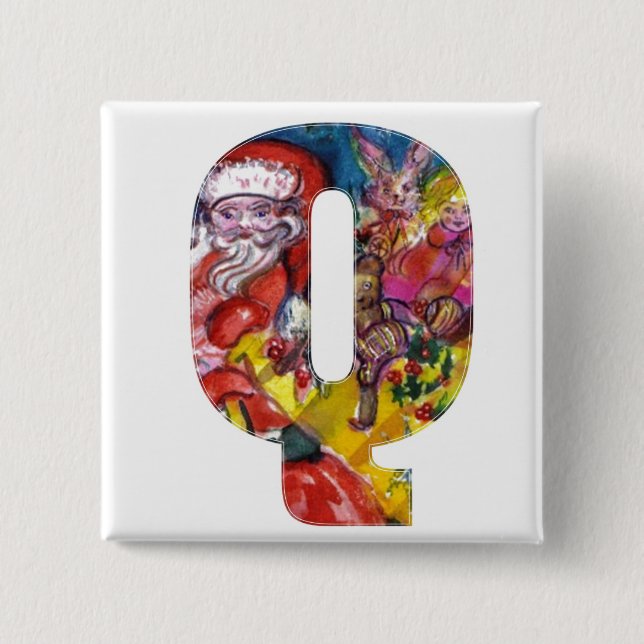 CHRISTMAS Q SCHREIBEN / SANTA MIT GIFTMONOGRAM BUTTON (Vorderseite)