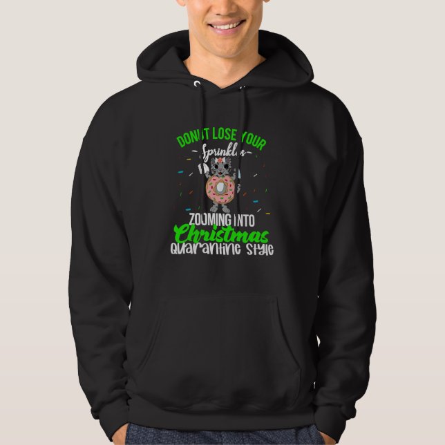 Christmas Quarantine Quote Virtual Donut Kitty Mem Hoodie (Vorderseite)