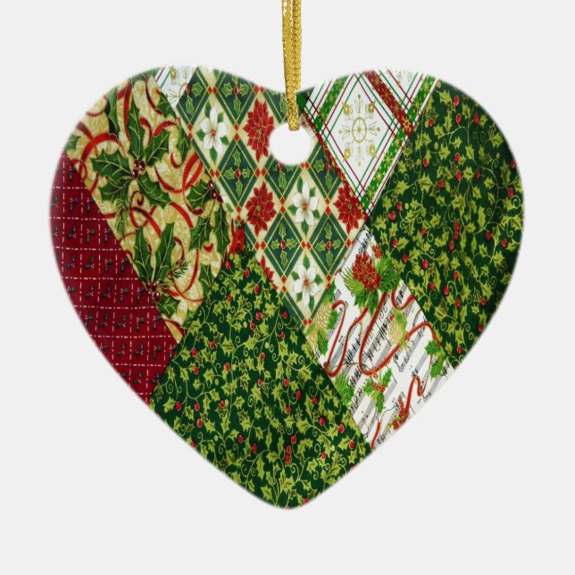 Christmas Quilt Background Keramikornament (Vorne)