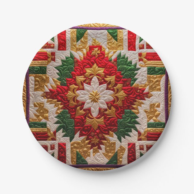 CHRISTMAS QUILT PATTERN ~ Niedlich ~ Pappteller (Vorderseite)