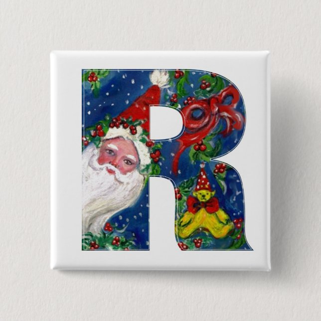 CHRISTMAS R SCHREIBEN / SANTA RED RIBON MONOGRAM BUTTON (Vorderseite)