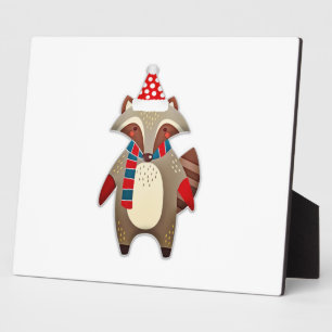 Christmas Raccoon Cartoon Fotoplatte