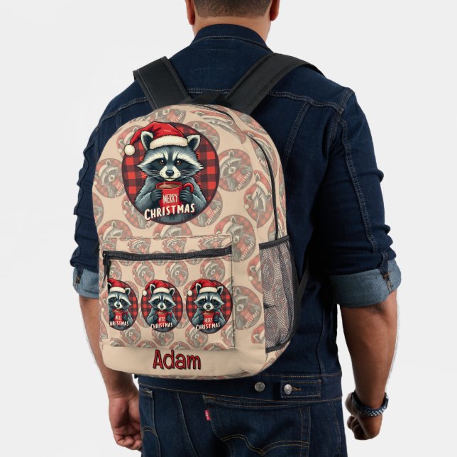 Christmas Raccoon Cocoa Cheer Bedruckter Rucksack (Insitu (Modell))