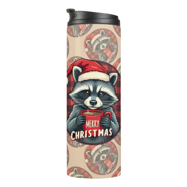 Christmas Raccoon Cocoa Cheer Thermosbecher (Nach rechts gedreht)