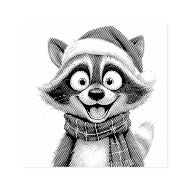 Christmas Raccoon Gummistempel (Prägung)