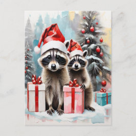 Christmas Raccoon Lover Feiertagspostkarte