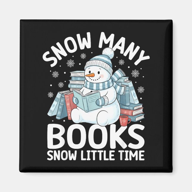 Christmas Reading Snowman So Many Books Men Women  Magnet (Vorne)