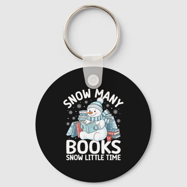 Christmas Reading Snowman So Many Books Men Women  Schlüsselanhänger (Vorderseite)