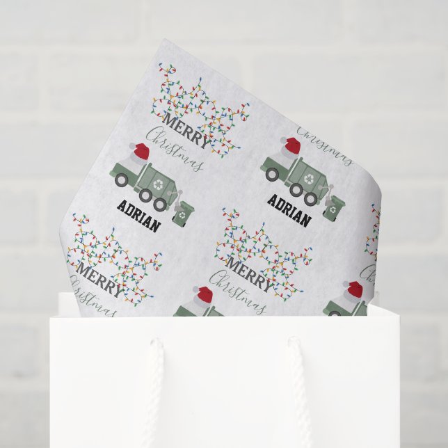 Christmas Recycling Garbage Truck Custom Name  Seidenpapier (Geschenktüte)