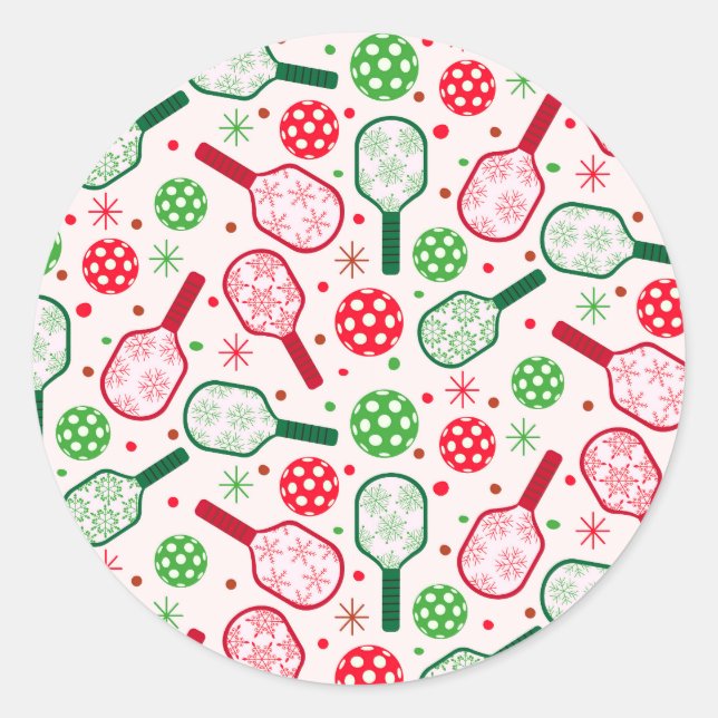 Christmas Red and Green Pickleball Paddles  Runder Aufkleber (Vorderseite)