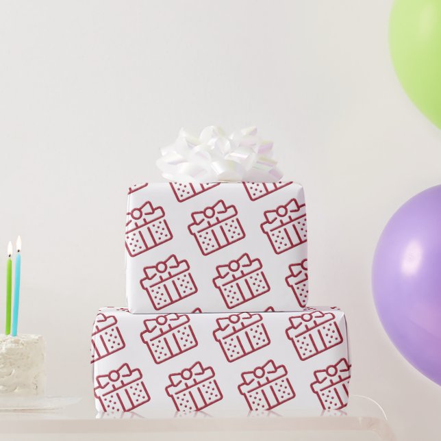 Christmas Red Bow Geschenk Muster White Geschenkpapier (Partygeschenke)