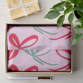 Christmas Red Bows Green Pink Hand Drawn Seidenpapier