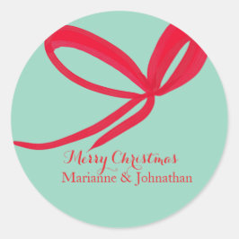Christmas Red Bows Hand Drawn Runder Aufkleber