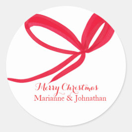 Christmas Red Bows Hand Drawn Runder Aufkleber