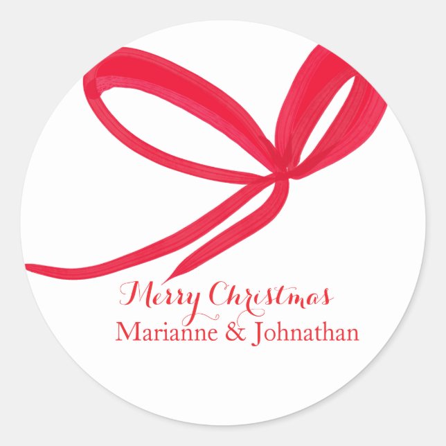 Christmas Red Bows Hand Drawn Runder Aufkleber (Vorderseite)