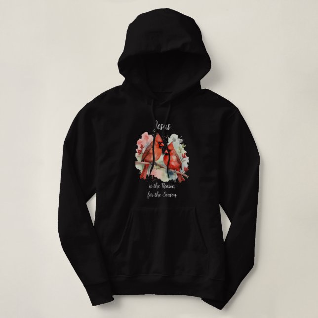 Christmas Red Cardinal Jesus Reason for Season Hoodie (Design vorne)
