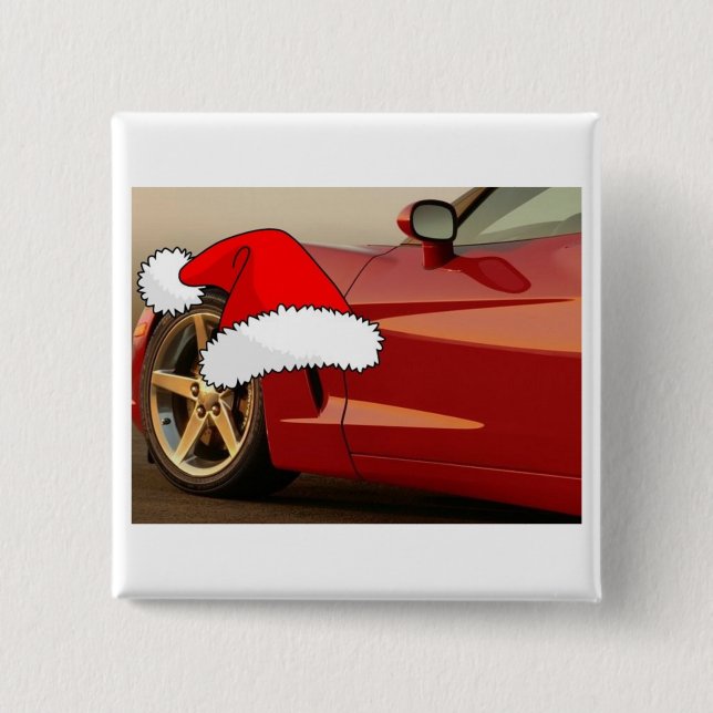 Christmas Red Corvette Button (Vorderseite)