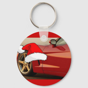 Christmas Red Corvette Schlüsselanhänger
