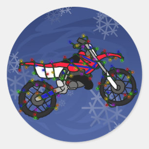 Christmas Red Dirt Bike Runder Aufkleber