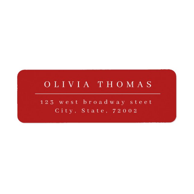 Christmas Red Elegant Minimalist Return Address (Vorne)