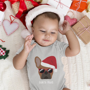 Christmas Red Fawn French Bulldog Baby Bodysuit Strampler