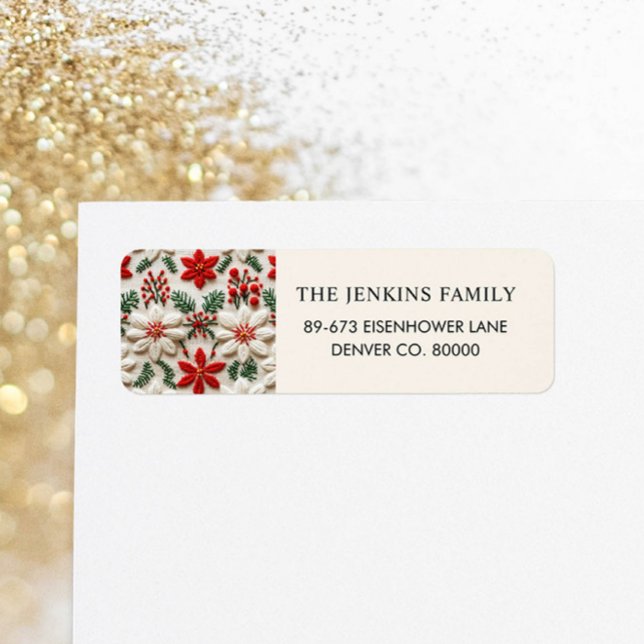Christmas Red Floral (Christmas Return Address Label)