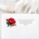 Christmas Red Floral<br><div class="desc">Watercolor Weihnachtsaufenthaltsadresse Etikett mit farbenfroher Vegetation und roten Blume. Schreiben ist bearbeitbar - klicken Sie auf die Schaltfläche "Weitere Anpassungen",  um zu bearbeiten. Passende Artikel in unserem Shop Cava Party Design</div>