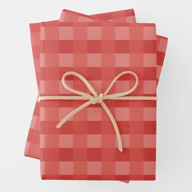 Christmas Red Gingham Pattern Checked Geschenkpapier Set (Beispiel)
