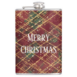 Christmas, Red Gold Green ,White Merry Christmas Flachmann