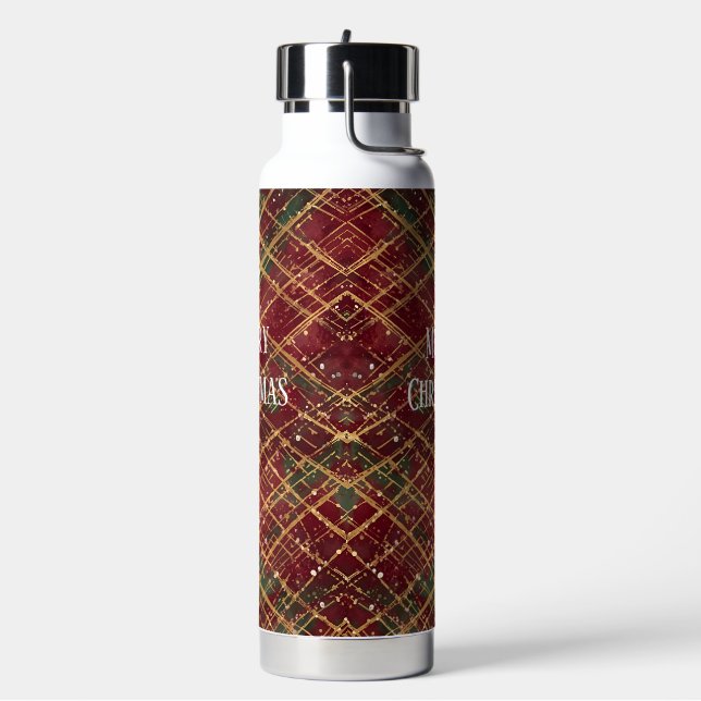 Christmas, Red Gold Green ,White Merry Christmas  Trinkflasche (Links)