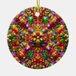 CHRISTMAS Red Gold Lila Green 3D Geschenk ~ Keramik Ornament
