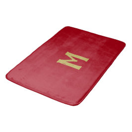 Christmas Red Gold Monogram Badematte
