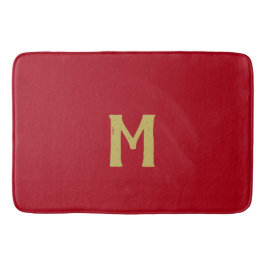 Christmas Red Gold Monogram Badematte