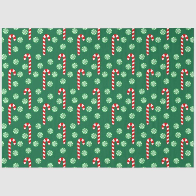 Christmas Red Green Candy Cane Seidenpapier (Vorderseite)