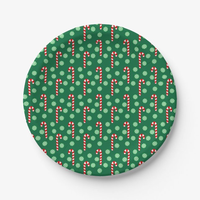 Christmas Red Green Candy Canes Pappteller (Vorderseite)