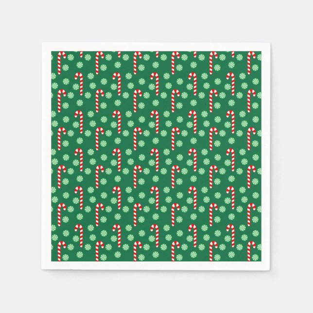 Christmas Red Green Candy Canes Serviette (Vorderseite)