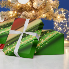 CHRISTMAS RED GREEN & GOLD ABSTRAKTE WIRBEL GESCHENKPAPIER
