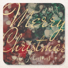 Christmas Red Green Gold Rechteckiger Pappuntersetzer