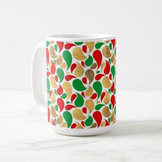 CHRISTMAS RED GREEN GOLD TEARDROP PATTERN KAFFEETASSE