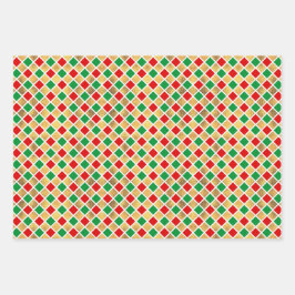 CHRISTMAS RED GREEN GOLD URLAUB PATTERNS GESCHENKPAPIER SET