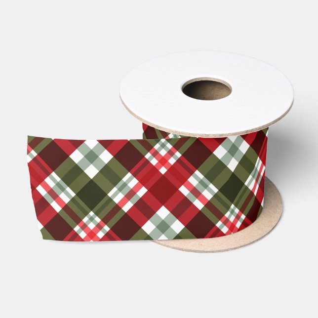 Christmas Red Green Kariert Satinband (Spule)