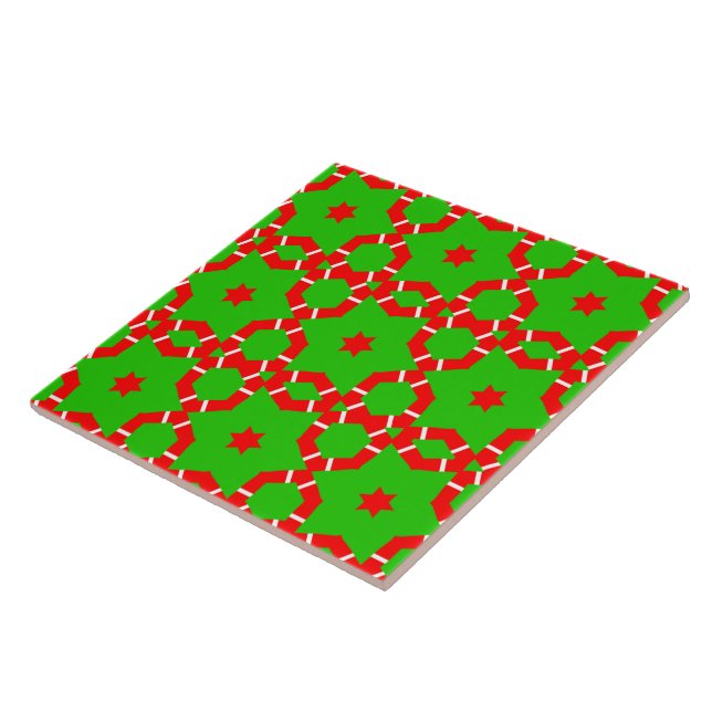 Christmas Red Green Stars Mosaik Fliese (Seite)