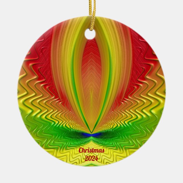 ~ CHRISTMAS Red Green Yellow 2024 Keramik Ornament (Vorne)