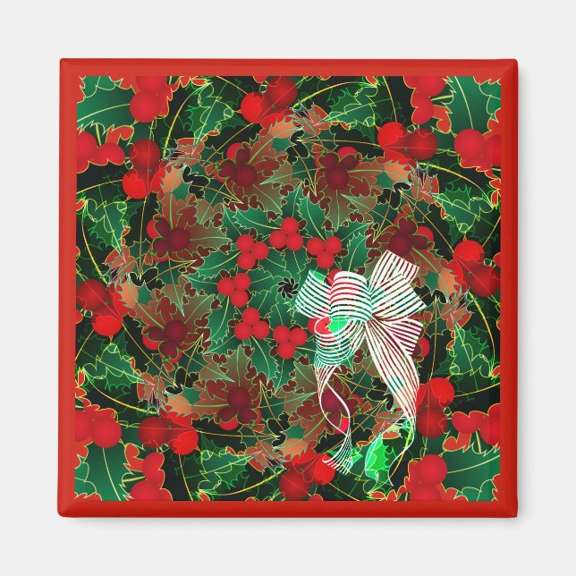 Christmas Red Holly Magnet (Vorne)