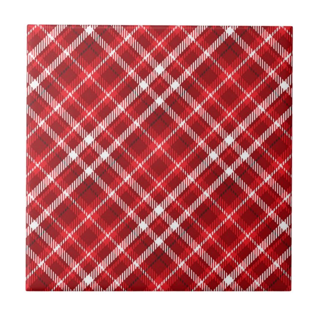 Christmas Red Kariert Pattern Design-62667 Fliese (Vorderseite)