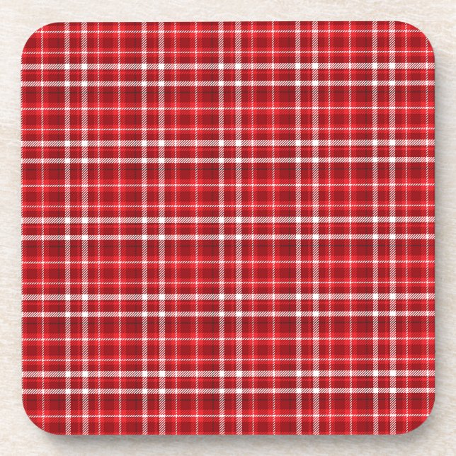 Christmas Red Kariert Pattern Design-62667 Getränkeuntersetzer (Vorderseite)
