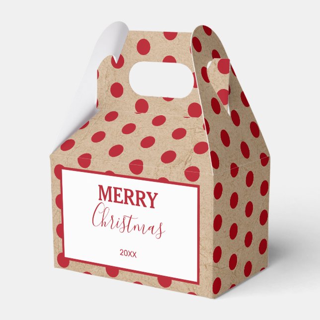 Christmas Red Kraft Polka Dots Geschenkschachtel (Vorderseite)
