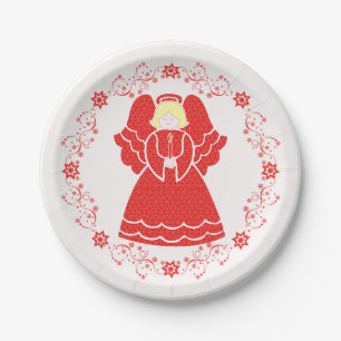Christmas Red Lace Angel  Pappteller
