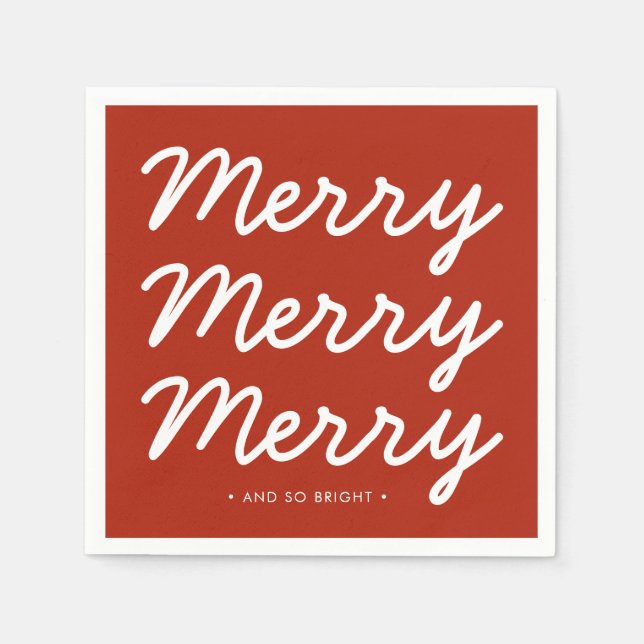 Christmas Red Merry Bright Serviette (Vorderseite)