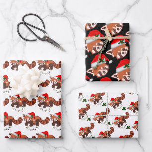"Christmas Red Panda" Wrapping Paper Sheet Set Geschenkpapier Set